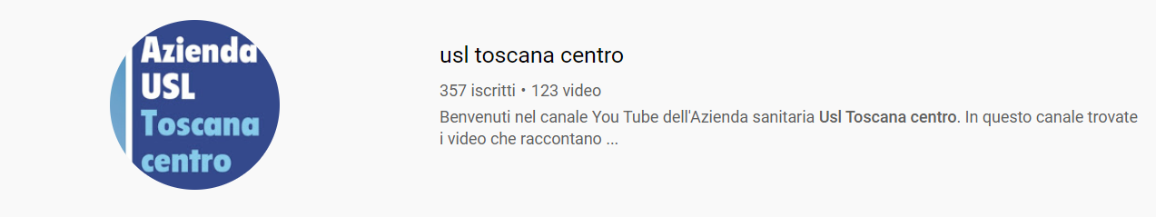 Nell'immagine il logo usl toscana centro inserito sul canale you tube
