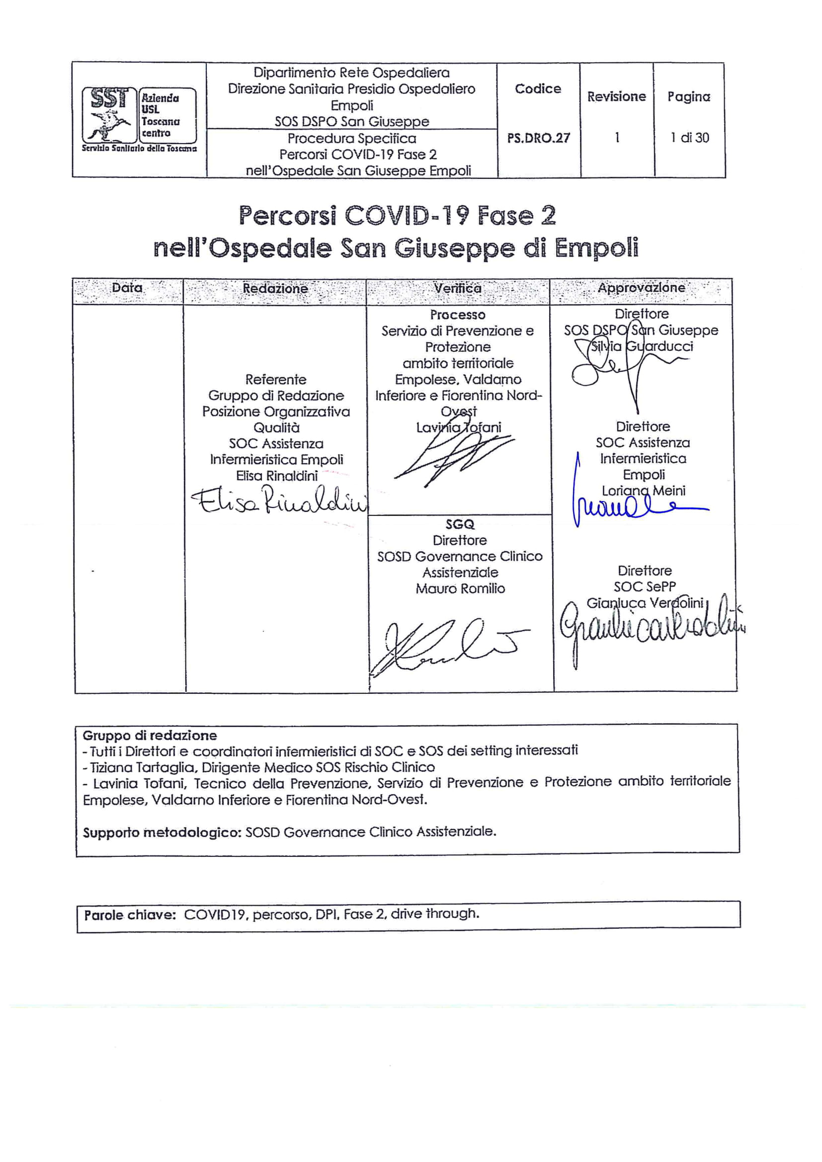 PS.DRO.27 rev.1 Percorsi COVID-19 Fase 2 nell’Ospedale San Giuseppe di Empoli