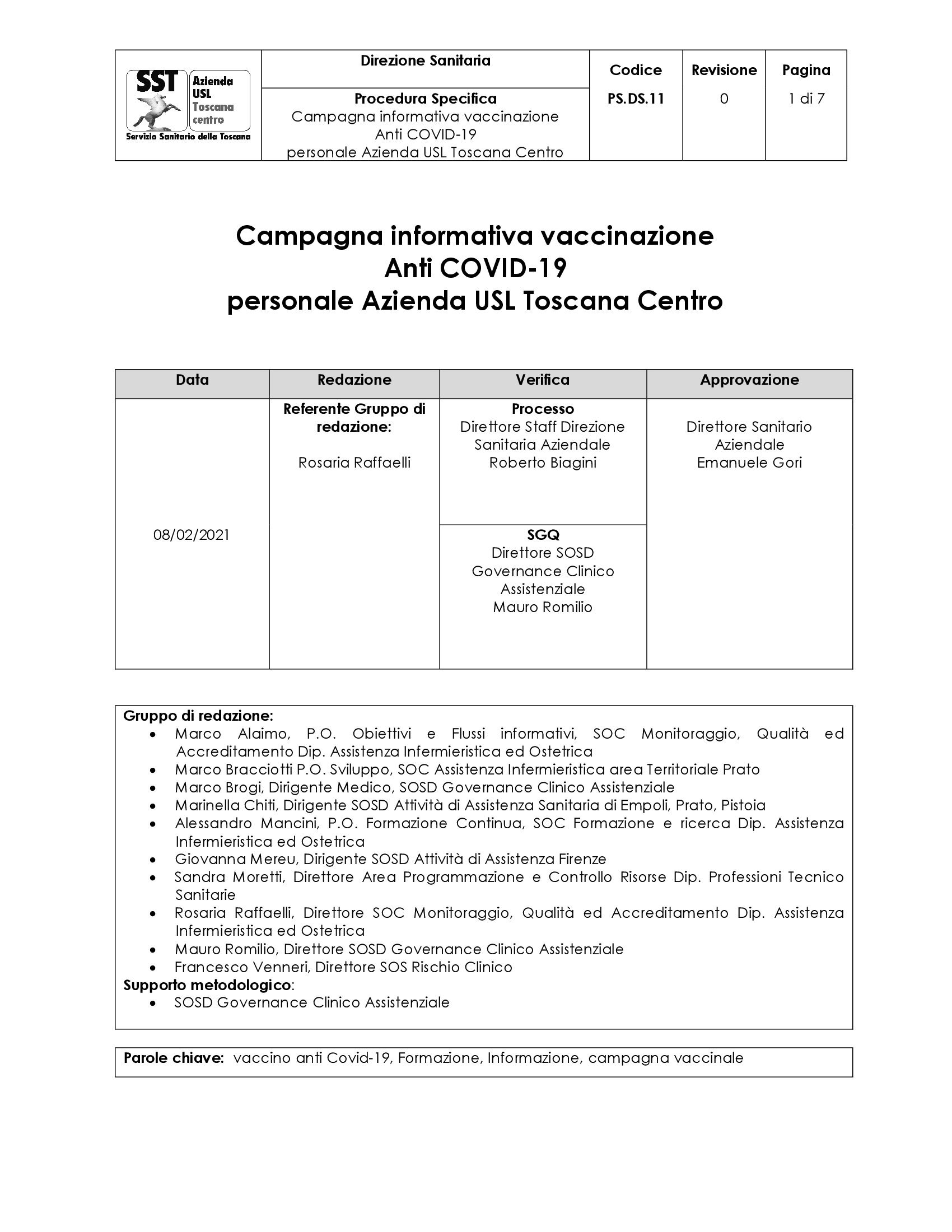 PS.DS.11 Campagna informativa vaccinazione Anti COVID-19 personale Azienda USL Toscana Centro